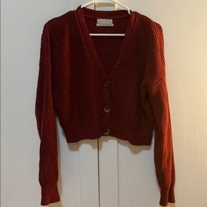 Urban outfitter: Red knit crop sweater